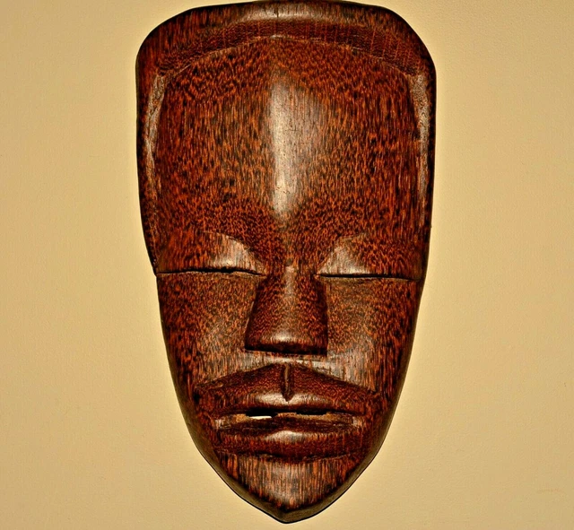 Antique Original Vintage Merbau Wood Carved Collector Exotic Tribal African Mask