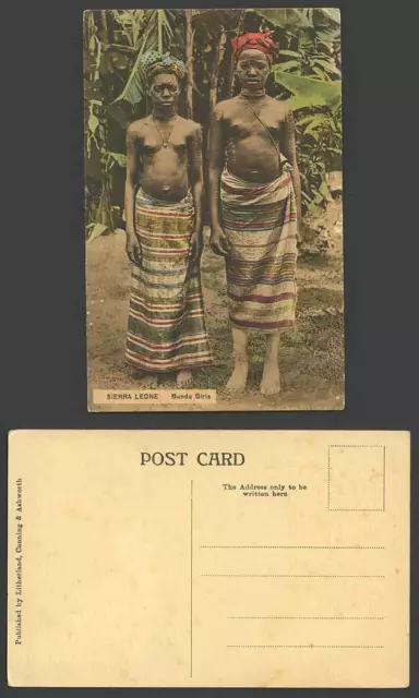 Sierra Leone Old Hand Tinted Postcard Bundu Girls Women Painted Face Ethnic Life