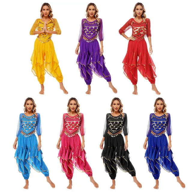 Womens Costume Belly Dance Dancewear Loose Outfits Stage Performance Crop Top