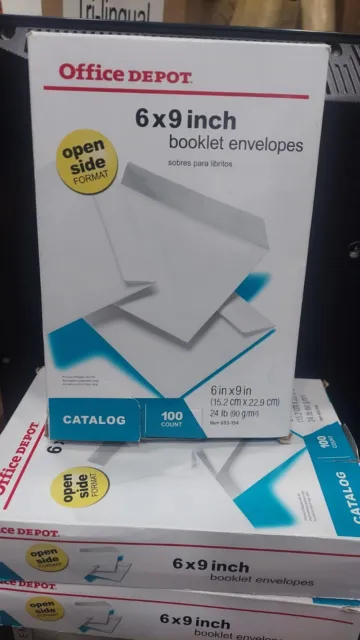 3 Boxes,  Office Depot Brand 6" x 9" Catalog Envelopes