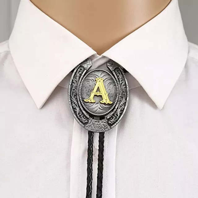 Vintage Bolo Tie for Men Initial Letter A to Z Western Cowboy Bolo Tie for Women 2