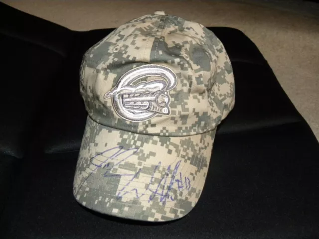 Josh Wilkie 2010 Syracuse Chiefs Autograph Camo Armed Forces Celebration Hat