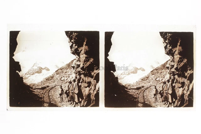 France Montagne Photo Amateur Français Stereo Plaque de Verre Positif Vintage