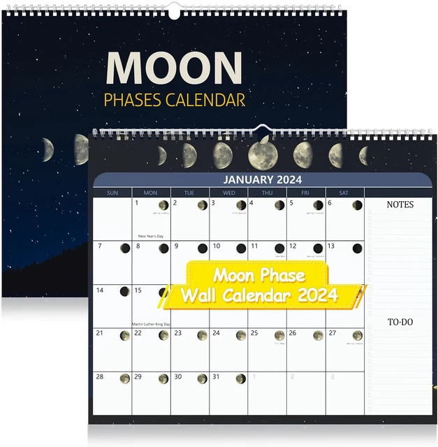 2024 WALL CALENDAR Moon Phase Calendar 2024, 12 Monthly Lunar