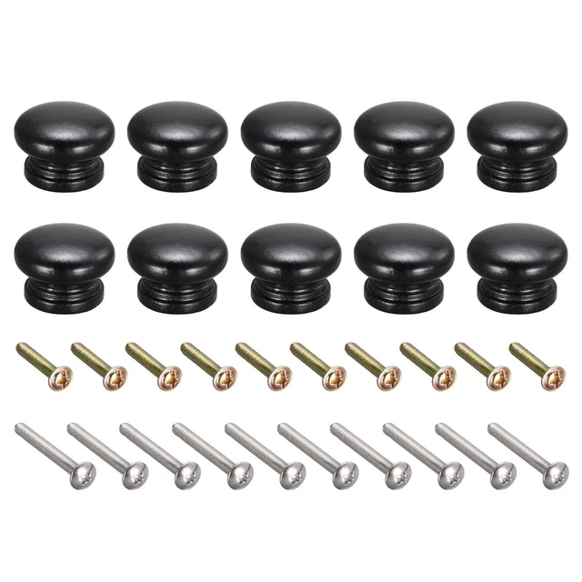 Rotonde Legno Pomelli, 10pz 33x23mm Tirare Maniglie per Cassetto con Viti Nero