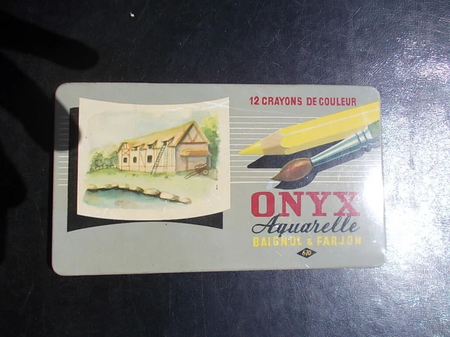 Superbe boîte Crayons ONYX Baignol Farjon Aquarelle 670 dessin peinture 1960 !