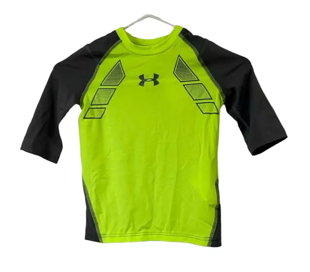 Under armour Bambino Ragazzi 3/4 Maniche Girocollo Raglan, Verde Neon / Grigio,