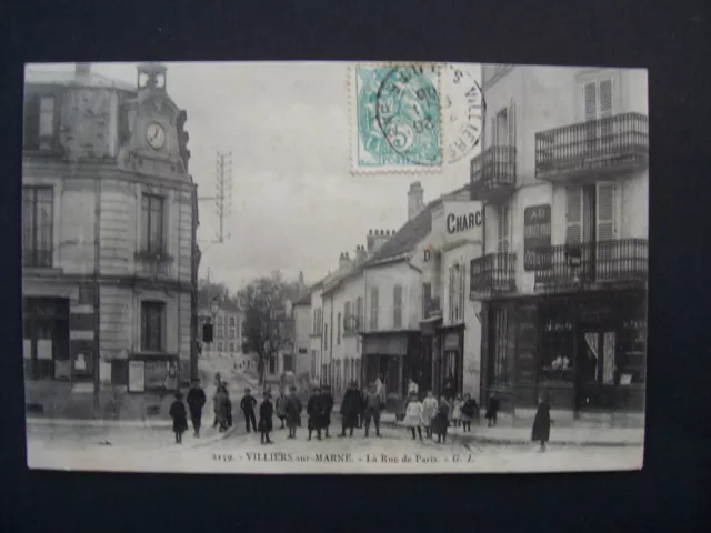 CPA  - 94 -  Villiers-sur-Marne  -  La Rue de Paris  ( Café-Restaurant ) - 1905