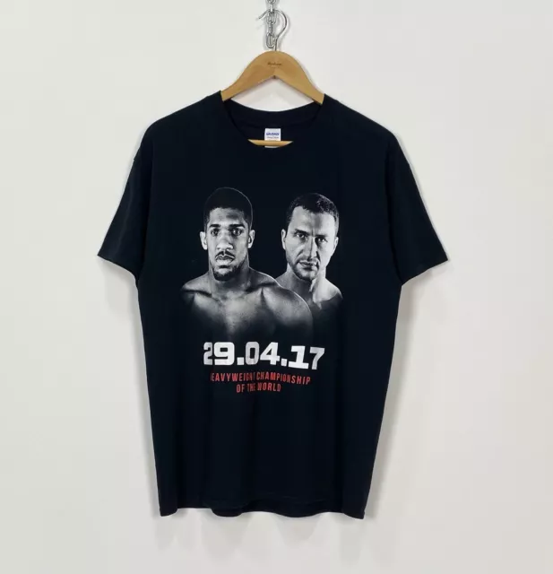 Anthony Joshua Vs Wladimir Klitschko 2017 T-Shirt Men’s Size L Black Boxing Top