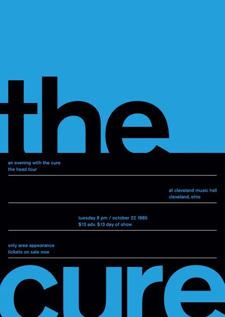 The Cure, The Head Tour, Cleveland, 1985 - 14" x 10" Gig Poster