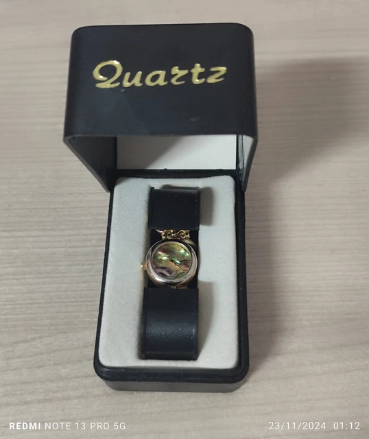 Seiko SXUC22J - Montre Femme Vintage Quartz - Or & Cuir Noir - Années 80