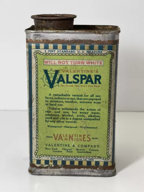 Vintage Valspar Valentine & Company Varnish 1 Pint Tin Can