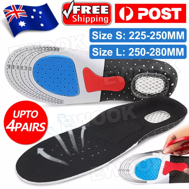 UP4Pairs Gel Orthotic Insoles Sports Inner Soles Cushion Heel Arch Support Gym