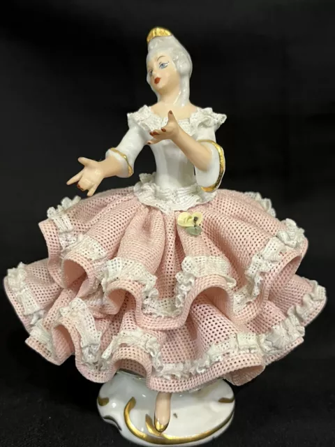 German Dresden  Lace Porcelain Figurine .