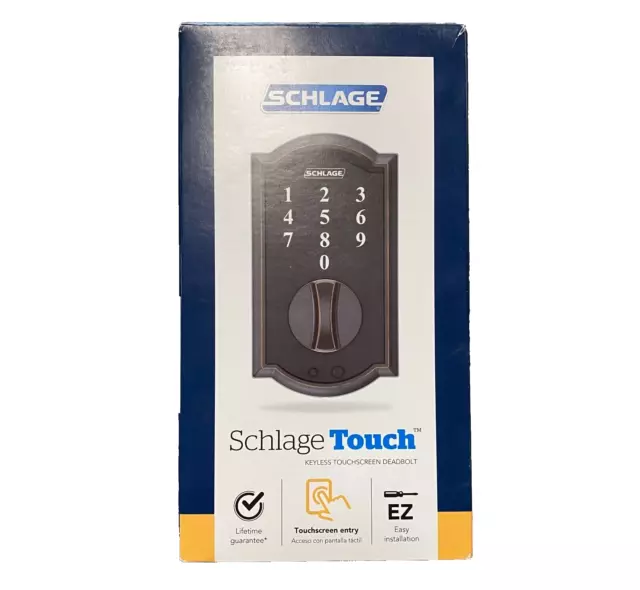 Schlage Touch Aged Bronze Camelot Deadbolt - BE375VCAM716. NEW/OPEN BOX