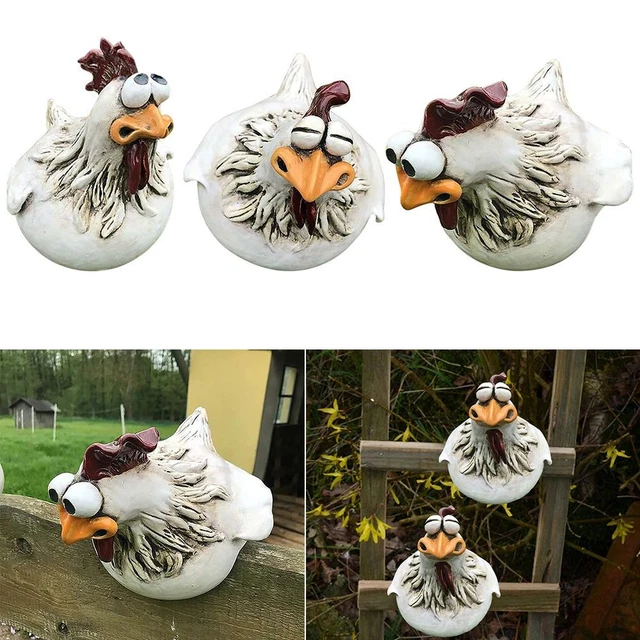 Yard Lawn Hen Resin Fence Chicken Statue Rooster Clip Garden Sculpture
