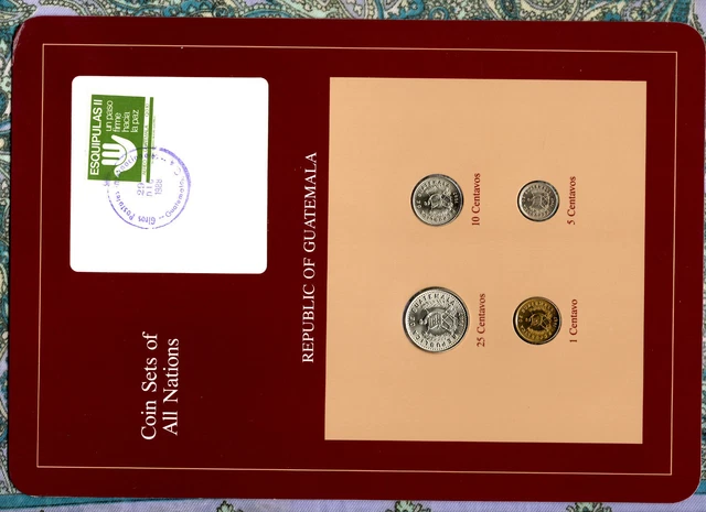 Coin Sets of All Nations Guatemala w/card UNC 1,5,10,25 Centavos 1987