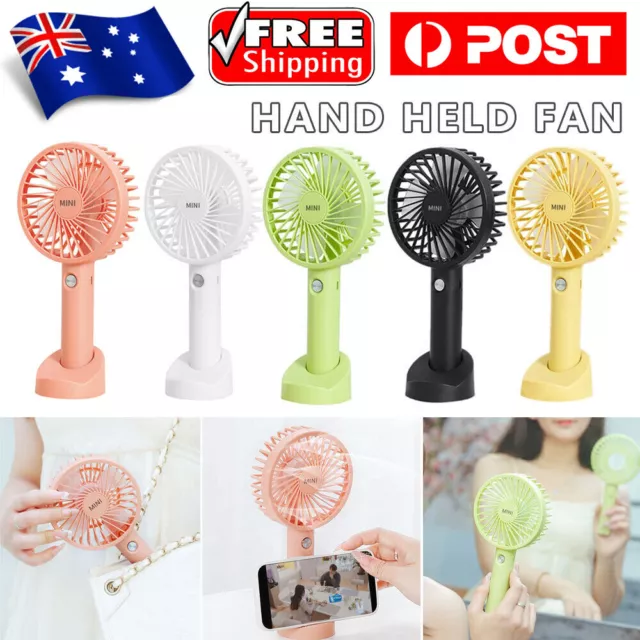 Mini Portable Hand-held Desk Fan Cooling Cooler USB Air Rechargeable 3 Speed AU