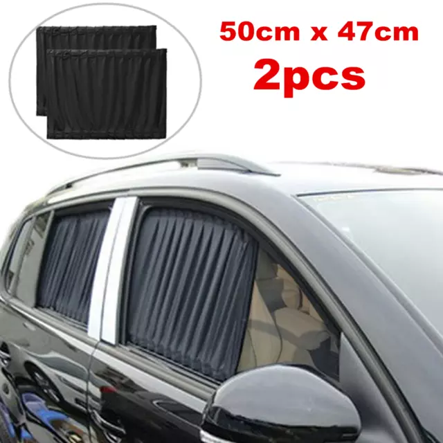 2pcs Universal Car Sun Shade Side Window Curtain Foldable Sunshade UV Protection