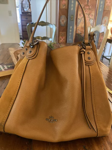 COACH Bag Handbag Tote Bag Edie Leather Suede Camel Brown Authentic