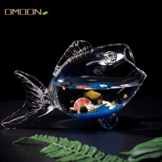 Transparent Glass Fish-shaped Fish Tank Figurine Clear Ornaments Bowl