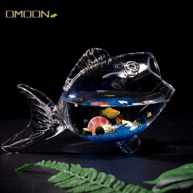 Transparent Glass Fish-shaped Fish Tank Figurine Clear Ornaments Bowl