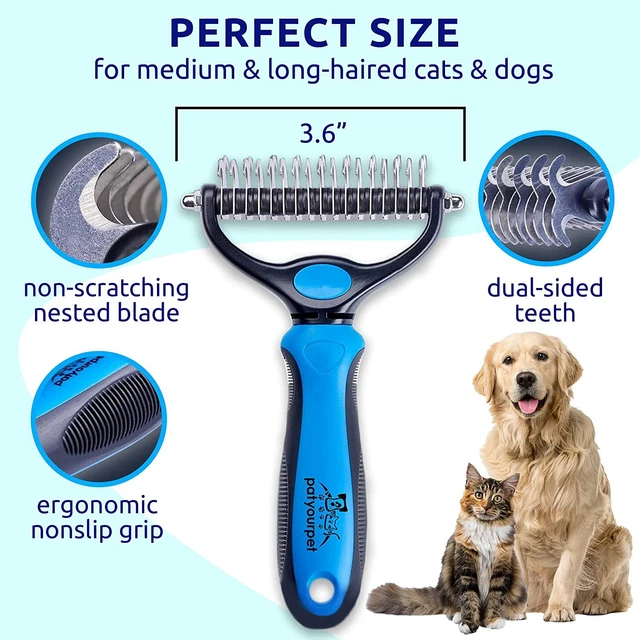 Brush Pet Dog Cat Grooming Hair Comb Remover Tool Fur Undercoat Rake Double-Side 6