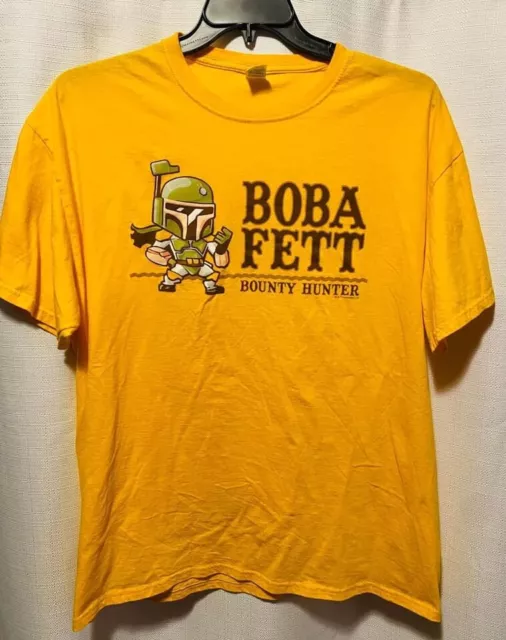 Star Wars Boba Fett Bounty Hunter Men’s T-Shirt Size XL Graphic T-Shirt Yellow