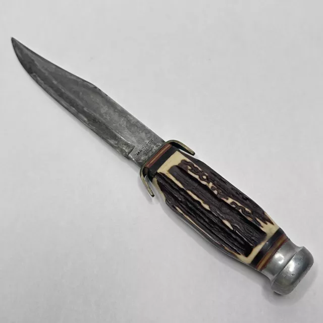 Vintage Monarch 2152 Japan Fixed Blade Original Bowie Knife Stag Handle