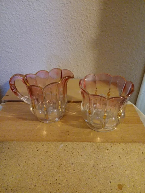 vintage pink depression glass sugar and creamer set