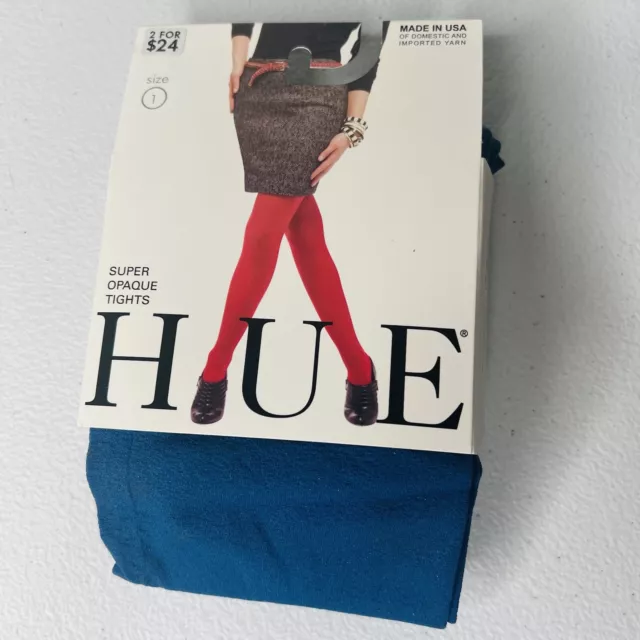 NWT WOMEN'S HUE Super Opaque Tights 1 Pair Size 1 Imperial Blue New $8. ...
