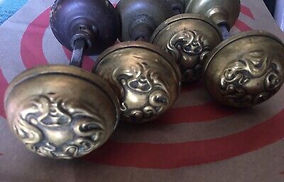 8 Art Nouveau brass door knobs  For Restoration Reuse  Whatever