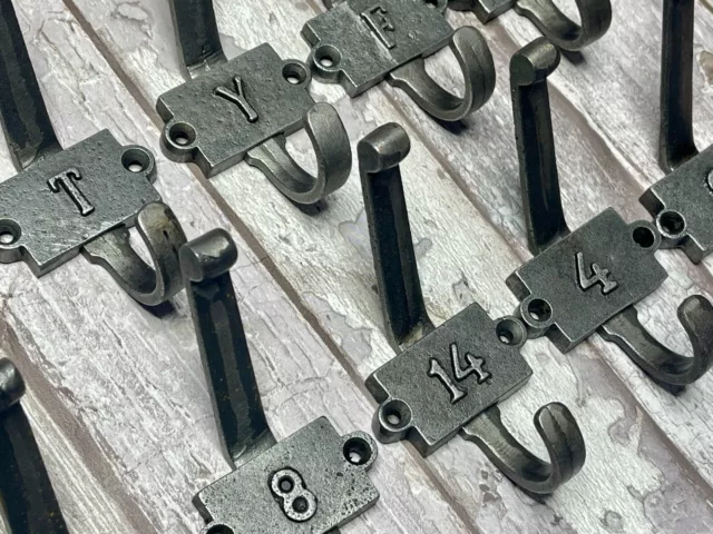 Coat Hooks- Numbers And Letters - Cast Iron -0-20 /A-Z-Vintage Antique Iron 2