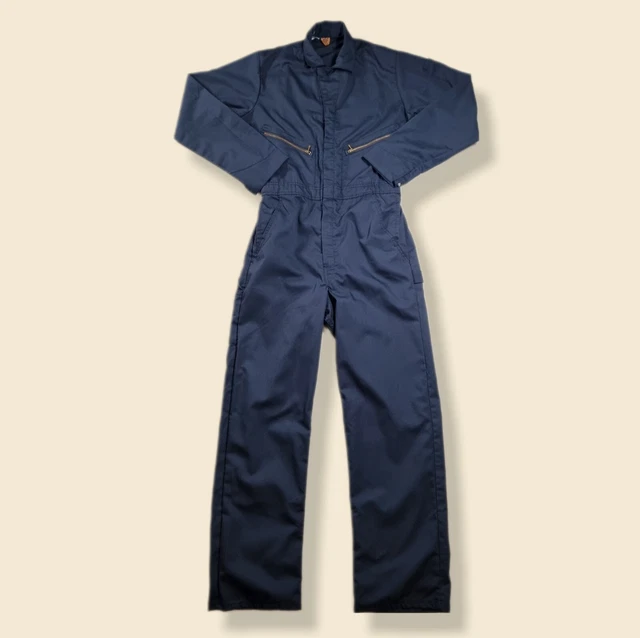 Tute da lavoro vintage anni '90 blu navy Wrangler Big Ben denim taglia 38