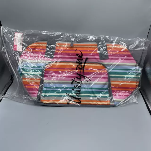 Thirty-One Thermal Cooler Bag Family Picnic Lollipop Stripe Rainbow 18.5" x 10"