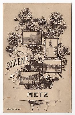METZ moselle CPA 57 Souvenir de Metz carte 4 vues bouquet de chez Bergeret