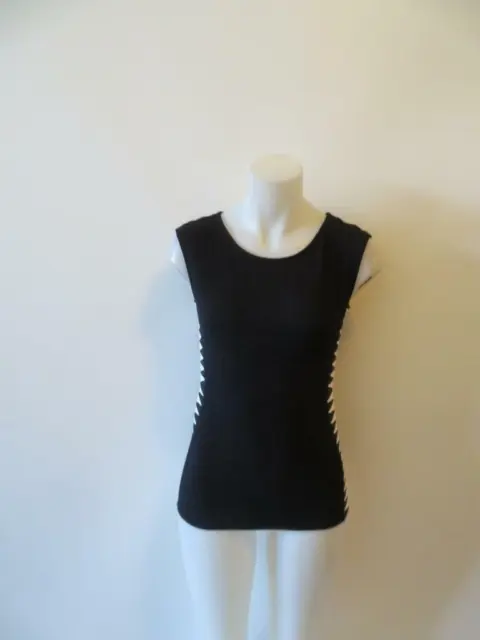 Womens Bailey 44 Black White Color Block Sleeveless Top Size M *