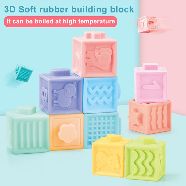 10Pcs Baby Soft Stacking Blocks Toddler Building Blocks Montessori Sensory"AU