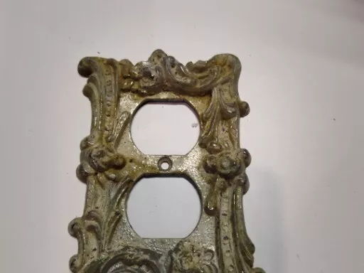 Vintage Outlet Cover Plate Gold Rose Ornate American Tack & Hardware 60D Metal