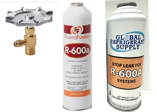R–600a, 14 oz. Can & Stop Leak, FluoroFusion, Refrigerant Isobutane Recharge Kit