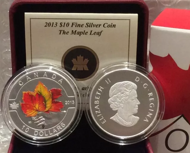 Canadian Maple Leaf $10 2013 1/2OZ Pure Silver Coin O-Canada