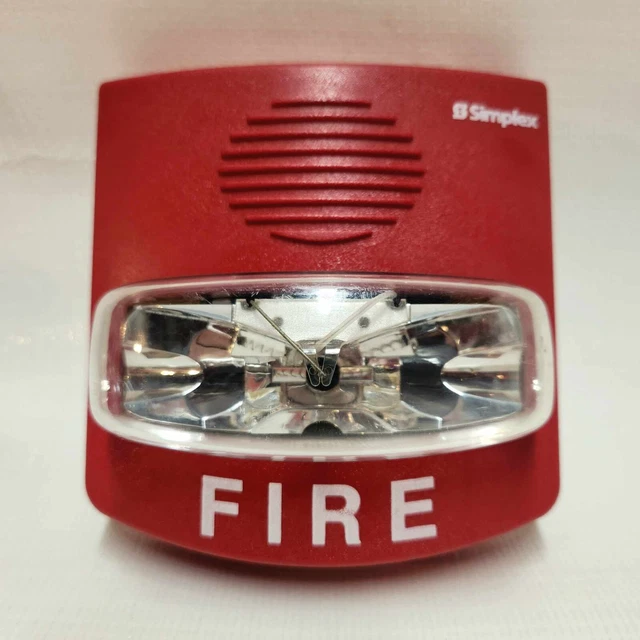 Simplex 4906-9202 TrueAlert Multi-Candela Addressable Strobe Ceiling Mount Red “FIRE” Lettering main image 1
