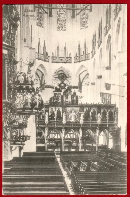 Hansestadt Lübeck Marienkirche Inneres um 1900 Lichtdruck J. Nöhring Lübeck AK