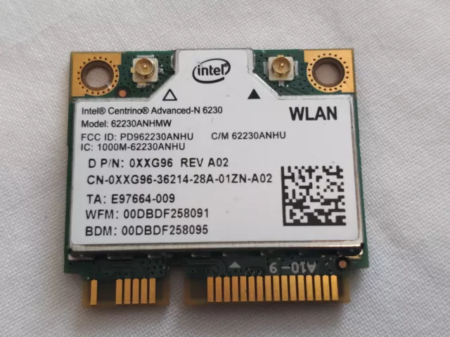 Intel Centrino Advanced-N 6230 6230ANHMW 0XXG96 Wi-Fi Bluetooth 3.0 Wi-Fi Card