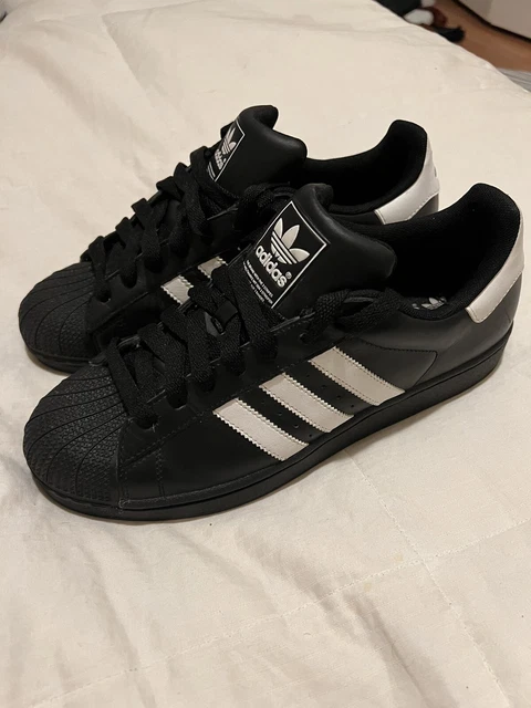 ADIDAS ORIGINALS MENS Superstar Black White w Gold Logo Shoes