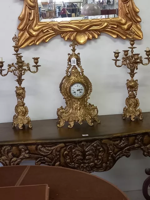 Japy Freres Rococo Style Clock Garniture With 2 Similar 5 Branch Candelabra