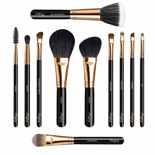 BAYJOY 11 Piece Makeup Brush Set with Case Professional Cosmetic Brushes - NEW