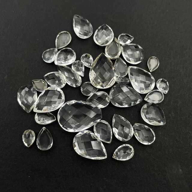 Naturel Cristal Quartz Poire Briolette Coupe Gemme Lot 35 Pièces 5x7-13x18 MM 81
