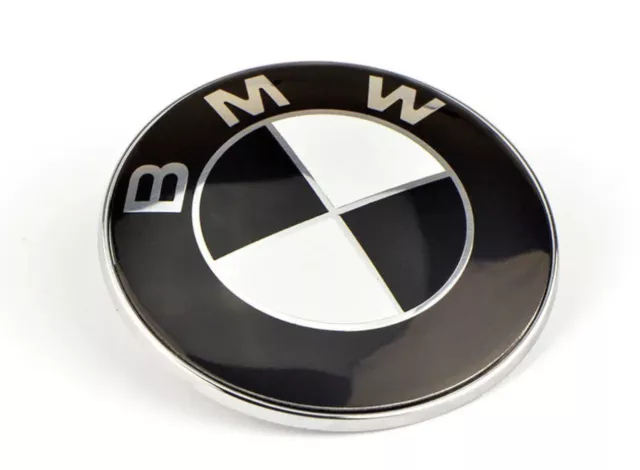 BMW Black/white  Hood Bonnet Emblem Badge 82mm 1,3,5,7,6,2,X1,X3,X5,X6 Logo