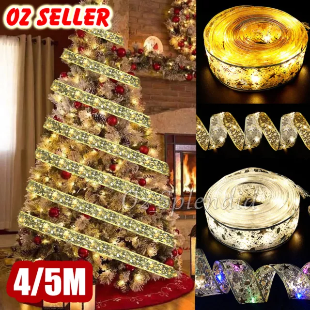 4/5m LED Fairy Ribbon Christmas Lights String Lights Tree Xmas Birthday Party